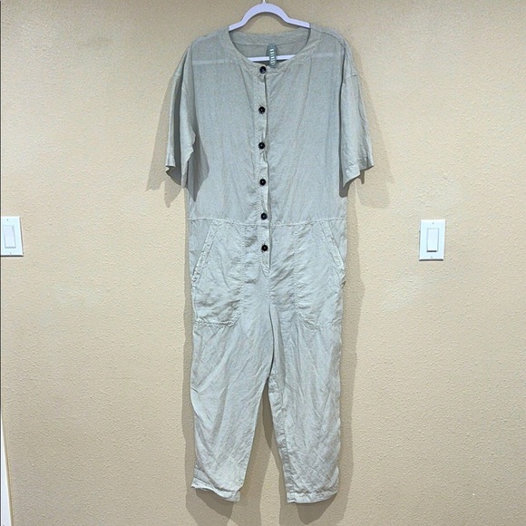 ISCHIKO made in Germany size 1 gray pocket button front thin jumpsuit US 6/8 - Picture 1 of 8